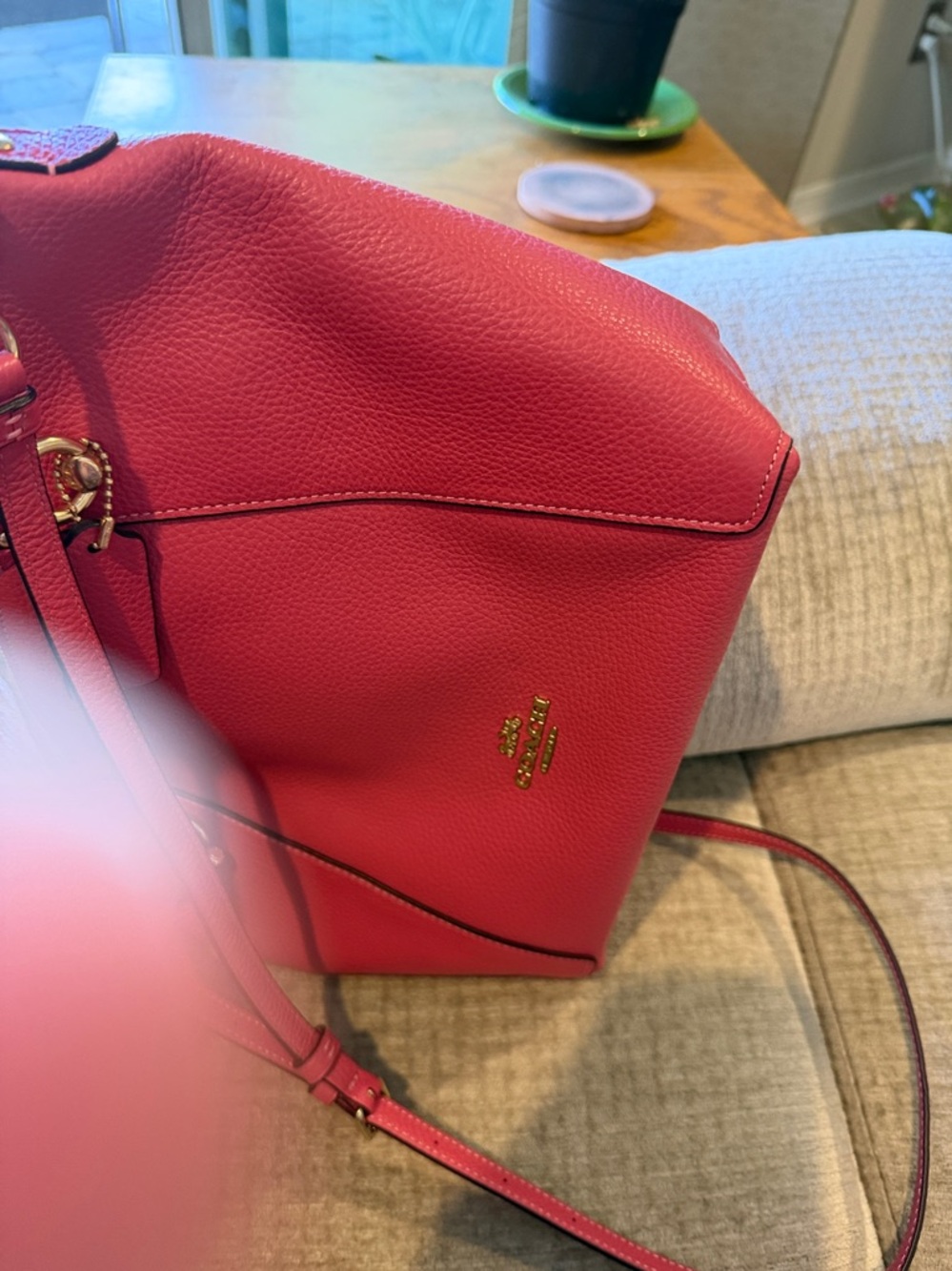 Coach strawberry haze Pink Pebbled Leather Satchel with Gold HW detachable strap - Picture 8 of 12